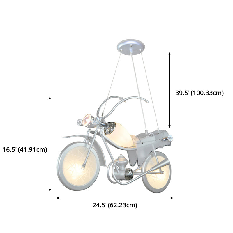 Cartoon Motorcycle Pendant Light - Modern Blue Creative Hanging Lamp For Kids Bedroom (3 Lights)