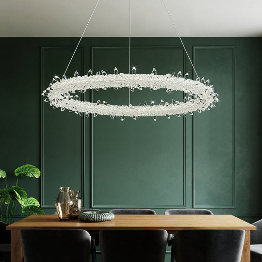 Modern Minimalist Led Pendant Lamp With Clear Crystal - Ideal For Living Room