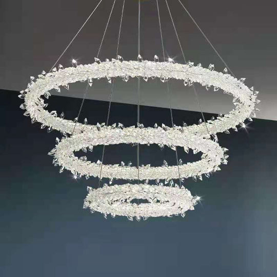 Modern Minimalist Led Pendant Lamp With Clear Crystal - Ideal For Living Room