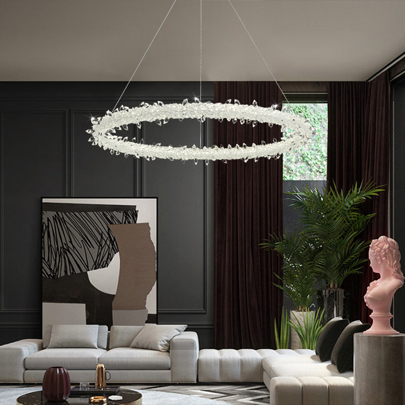 Modern Minimalist Led Pendant Lamp With Clear Crystal - Ideal For Living Room