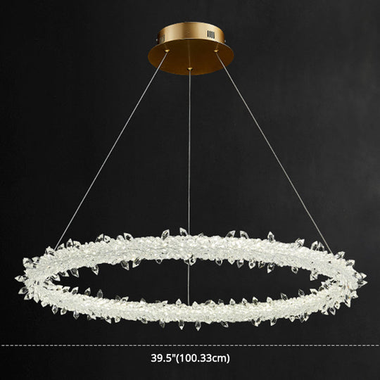 Modern Minimalist Led Pendant Lamp With Clear Crystal - Ideal For Living Room