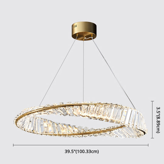 Modern Minimalist Led Pendant Lamp With Prismatic Crystal - Circular Carousel Design For Living Room