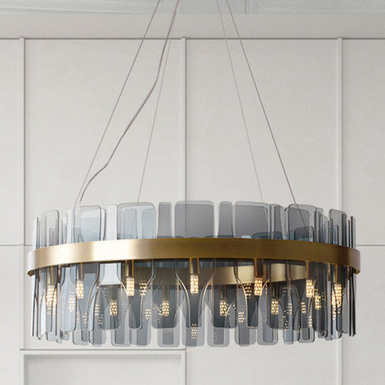 Modern Minimalist Smoked Glass Gold Pendant Lamp - Stylish Living Room Ceiling Light