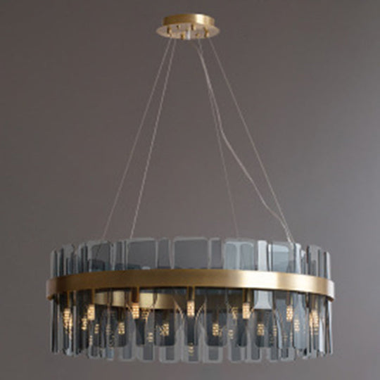 Modern Minimalist Smoked Glass Gold Pendant Lamp - Stylish Living Room Ceiling Light