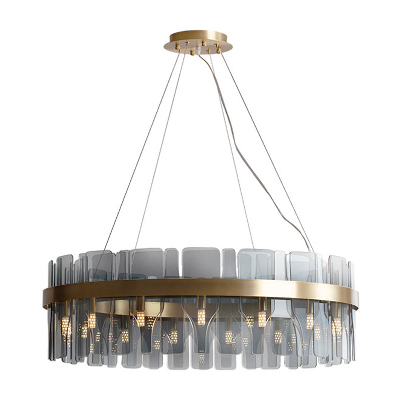 Modern Minimalist Smoked Glass Gold Pendant Lamp - Stylish Living Room Ceiling Light