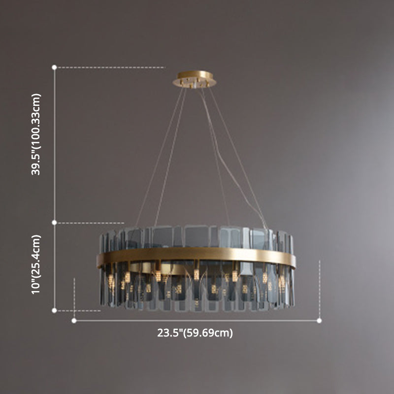 Modern Minimalist Smoked Glass Gold Pendant Lamp - Stylish Living Room Ceiling Light