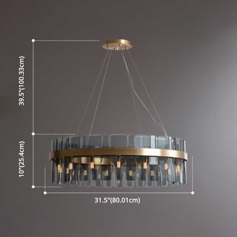 Modern Minimalist Smoked Glass Gold Pendant Lamp - Stylish Living Room Ceiling Light