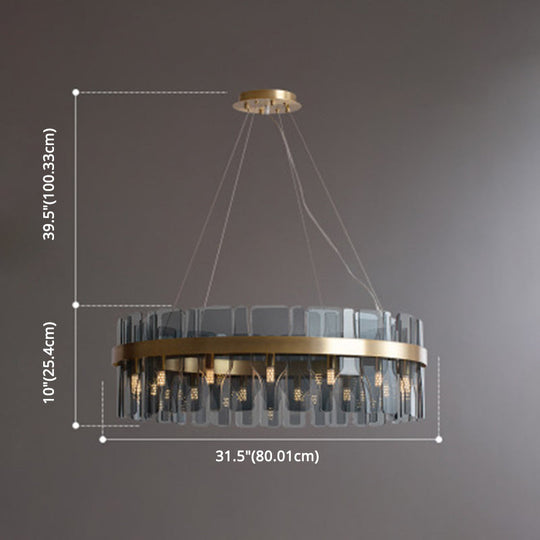Modern Minimalist Smoked Glass Gold Pendant Lamp - Stylish Living Room Ceiling Light