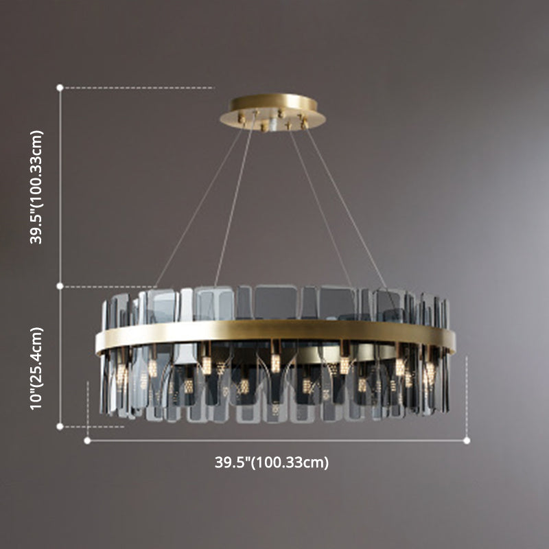 Modern Minimalist Smoked Glass Gold Pendant Lamp - Stylish Living Room Ceiling Light