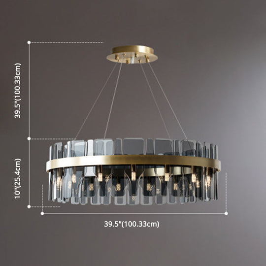 Modern Minimalist Smoked Glass Gold Pendant Lamp - Stylish Living Room Ceiling Light