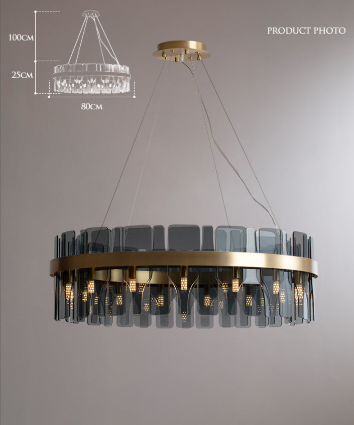 Modern Minimalist Smoked Glass Gold Pendant Lamp - Stylish Living Room Ceiling Light
