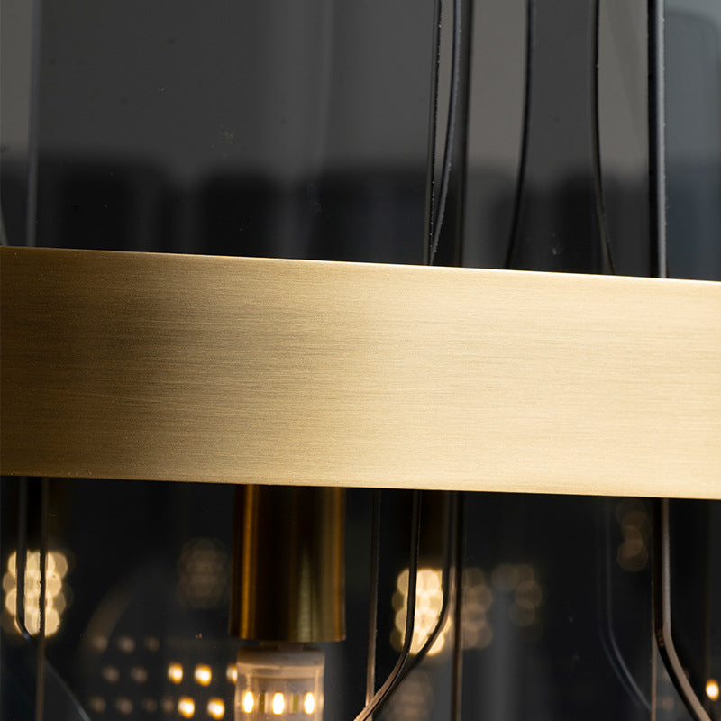 Modern Minimalist Smoked Glass Gold Pendant Lamp - Stylish Living Room Ceiling Light