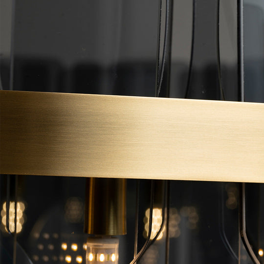 Modern Minimalist Smoked Glass Gold Pendant Lamp - Stylish Living Room Ceiling Light