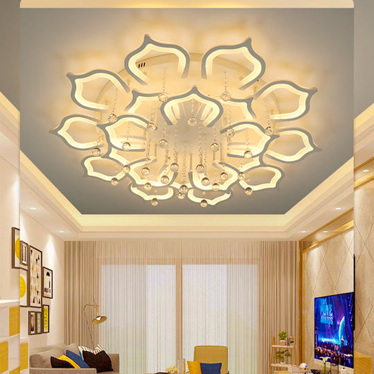 Modern Led Semi Flush Ceiling Light With Crystal Accents