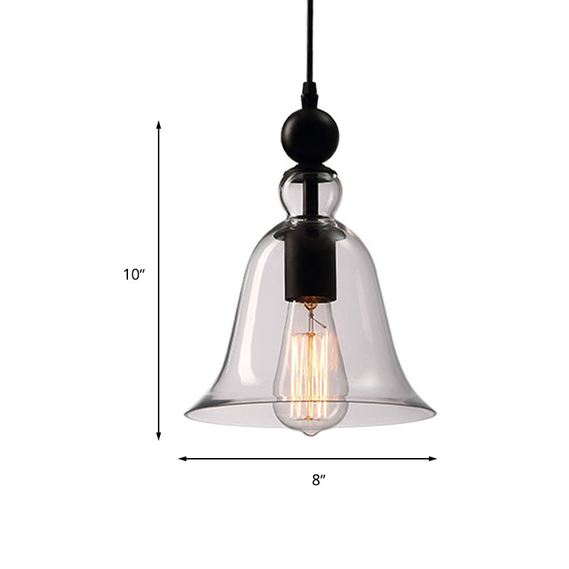 Modern Amber/Clear Glass Bell Pendant Lamp- Dining Room Hanging Light Fixture