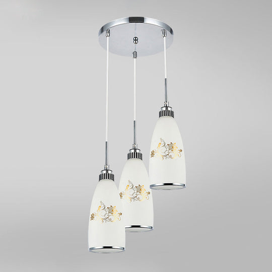 Modern White Glass Hanging Pendant: 3-Light Bottle Multi-Pendant For Restaurants