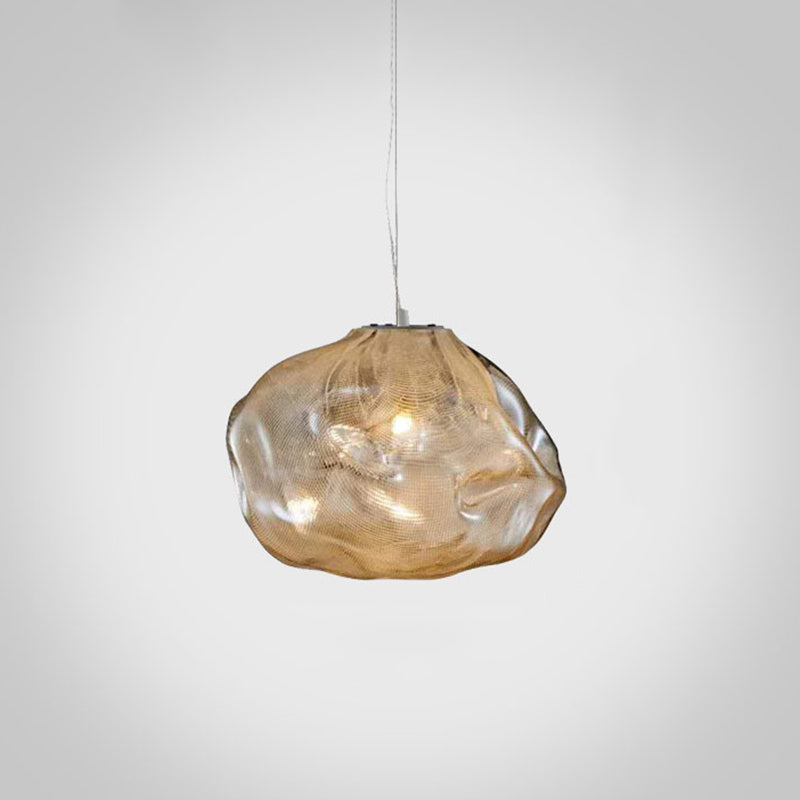 Modern Lattice Glass Ceiling Hanging Light Fixture For Restaurants - 1 Bun Amber / 8