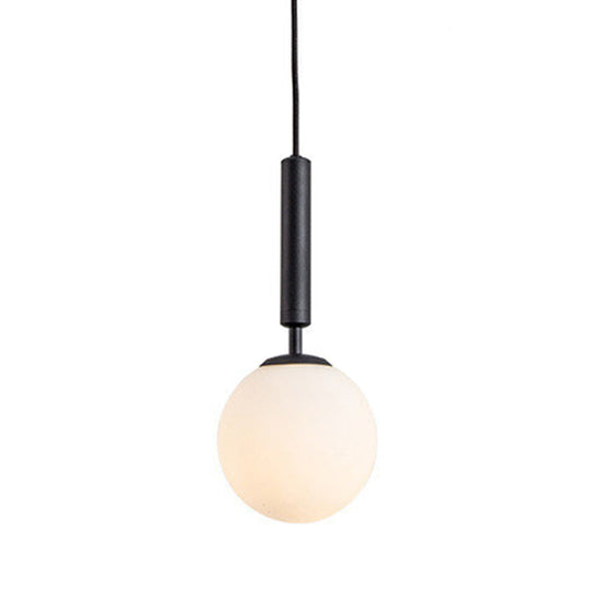 Mid-Century Modern White Glass Sphere Pendant Lighting - Ideal For Restaurants Black / 6