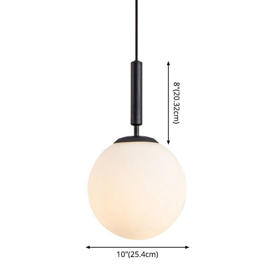Mid-Century Modern White Glass Sphere Pendant Lighting - Ideal For Restaurants