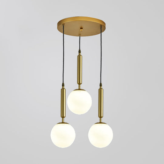 Sleek 3-Light Glass Pendant: Modern Creative Multi-Light Fixture For Clothing Stores Gold / White