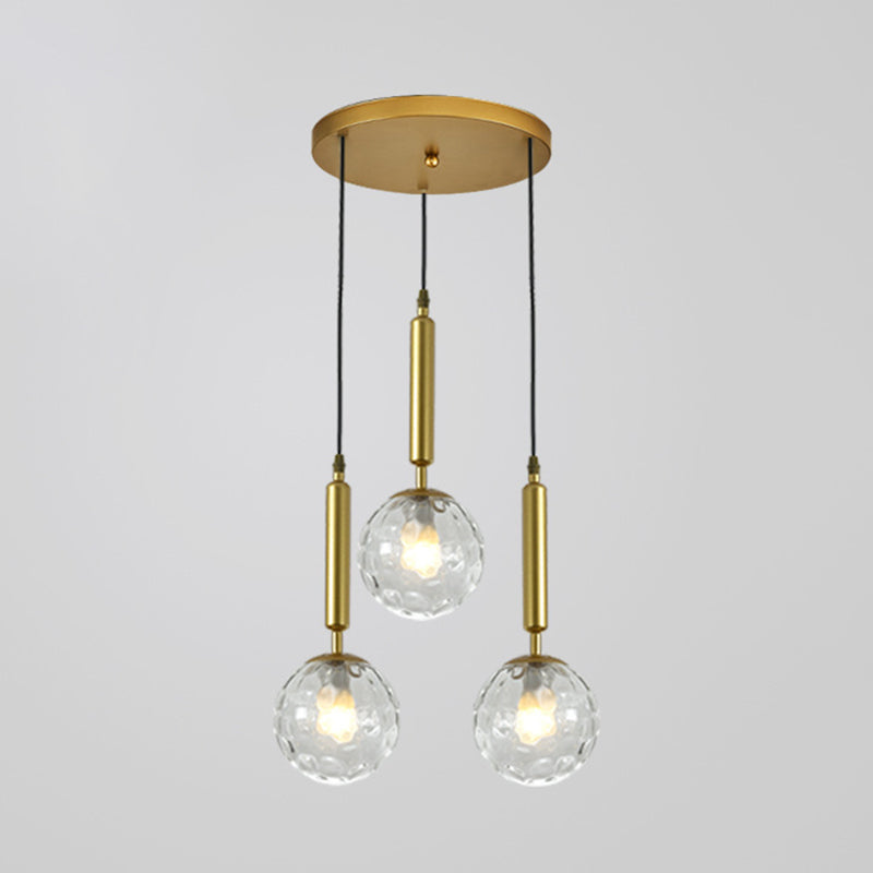 Sleek 3-Light Glass Pendant: Modern Creative Multi-Light Fixture For Clothing Stores Gold / Clear