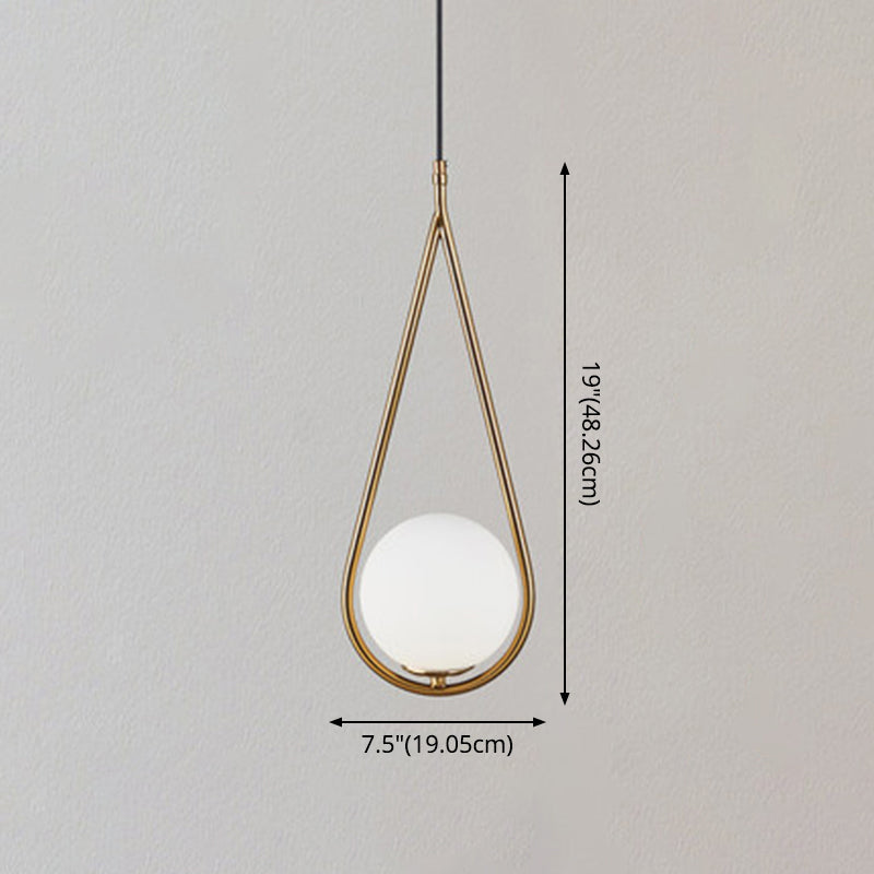 Mid-Century Modern White Glass Hanging Pendant Light For Bedroom - 1-Light Fixture