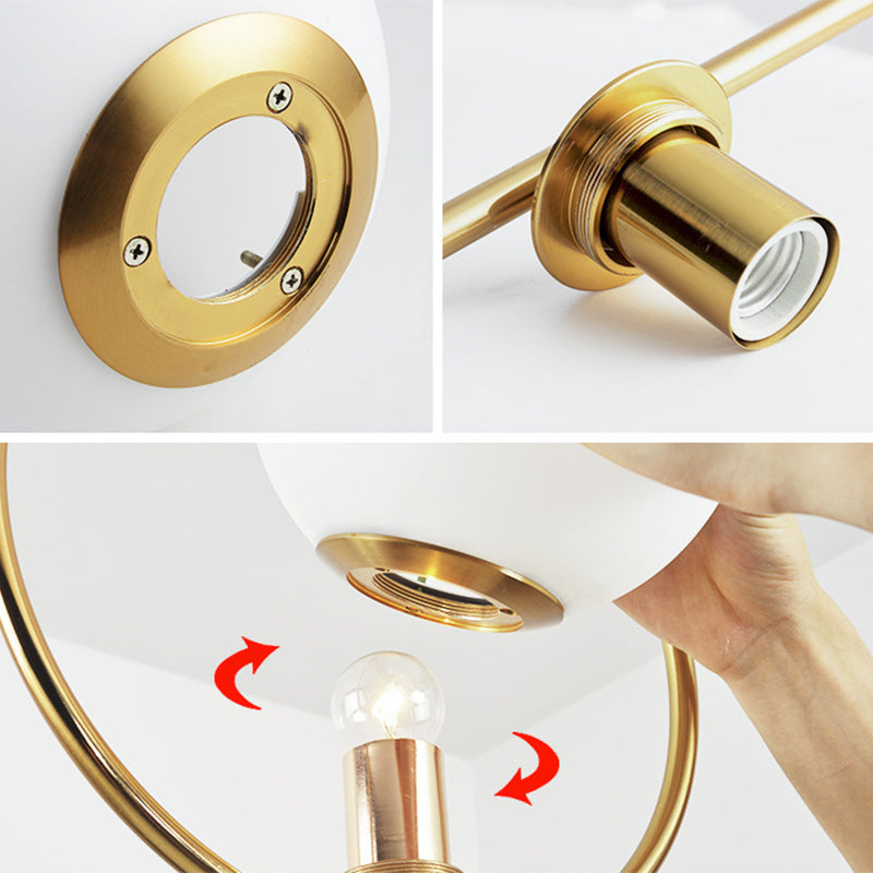 Mid-Century Modern White Glass Hanging Pendant Light For Bedroom - 1-Light Fixture