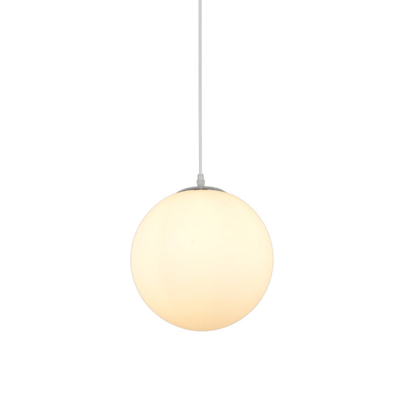 Modern Simple White Glass Round Ceiling Light For Restaurants - 1 Fixture / 6