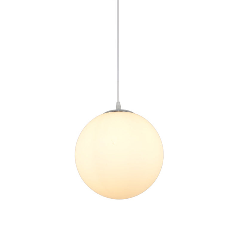 Modern Simple White Glass Round Ceiling Light For Restaurants - 1 Fixture / 7