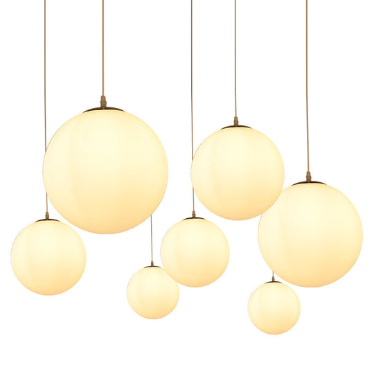Modern Simple White Glass Round Ceiling Light For Restaurants - 1 Fixture
