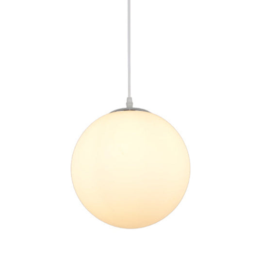 Modern Simple White Glass Round Ceiling Light For Restaurants - 1 Fixture / 14
