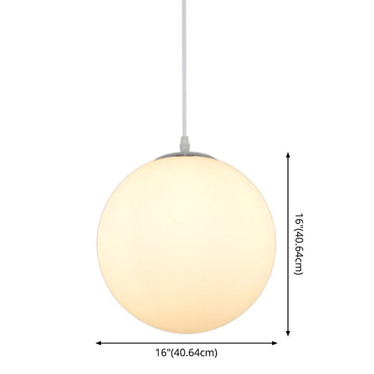 Modern Simple White Glass Round Ceiling Light For Restaurants - 1 Fixture