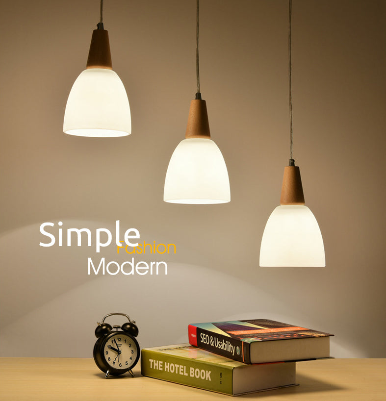 Modern White Glass Cone Pendant Ceiling Lights For Restaurants - Hanging Lighting