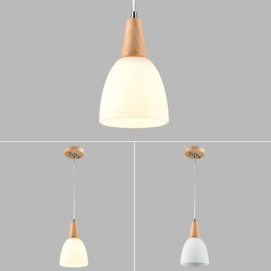 Modern White Glass Cone Pendant Ceiling Lights For Restaurants - Hanging Lighting