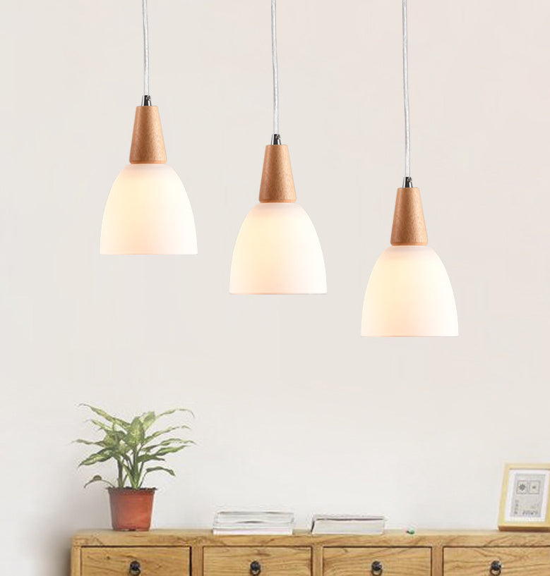 Modern White Glass Cone Pendant Ceiling Lights For Restaurants - Hanging Lighting