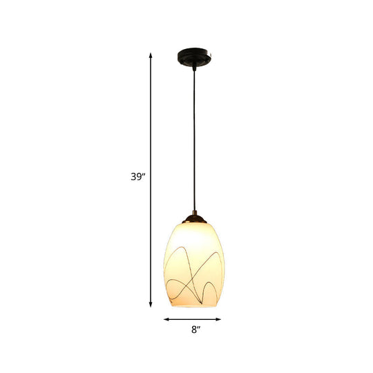 Modern White Glass Tulip Pendant Lamp - 1 Head Black Ceiling Light For Dining Room