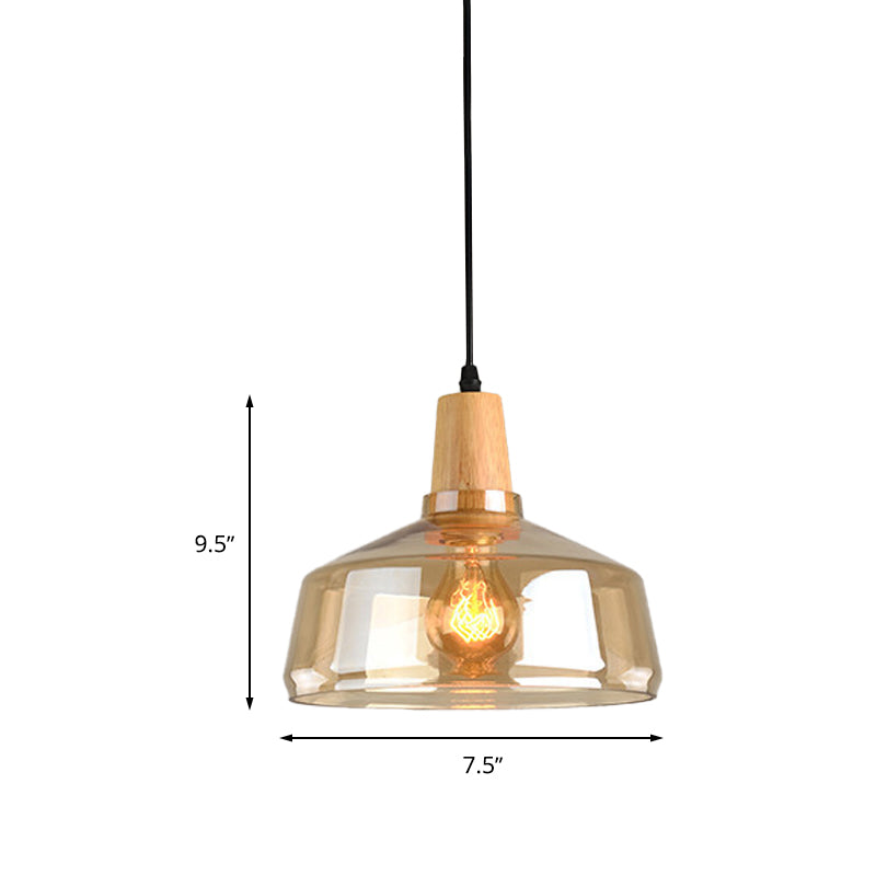 Modern Amber Glass Pendant Lamp Kit - 1 Light, Multiple Sizes