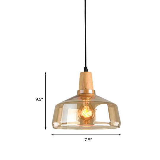 Modern Amber Glass Pendant Lamp Kit - 1 Light, Multiple Sizes