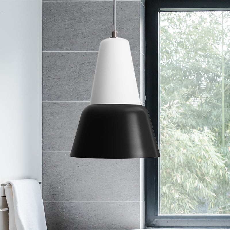 Hanging Macaron Cone Light Fixture - Metal Pendant Ceiling (1 Head 6.5/10.5 Height) In