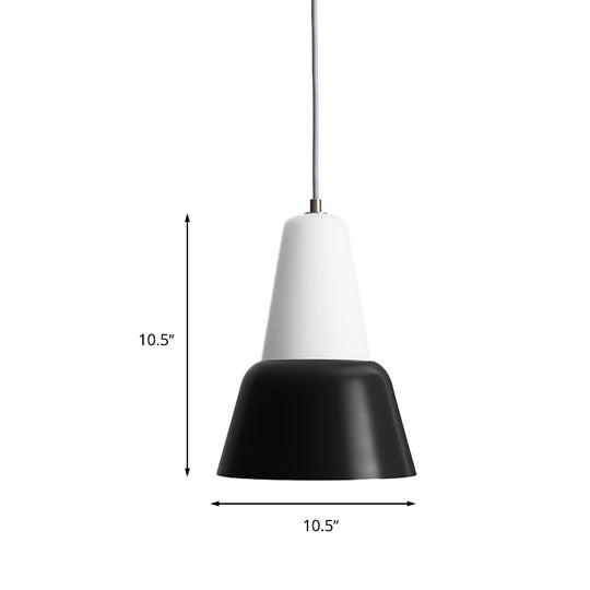Hanging Macaron Cone Light Fixture - Metal Pendant Ceiling (1 Head 6.5/10.5 Height) In