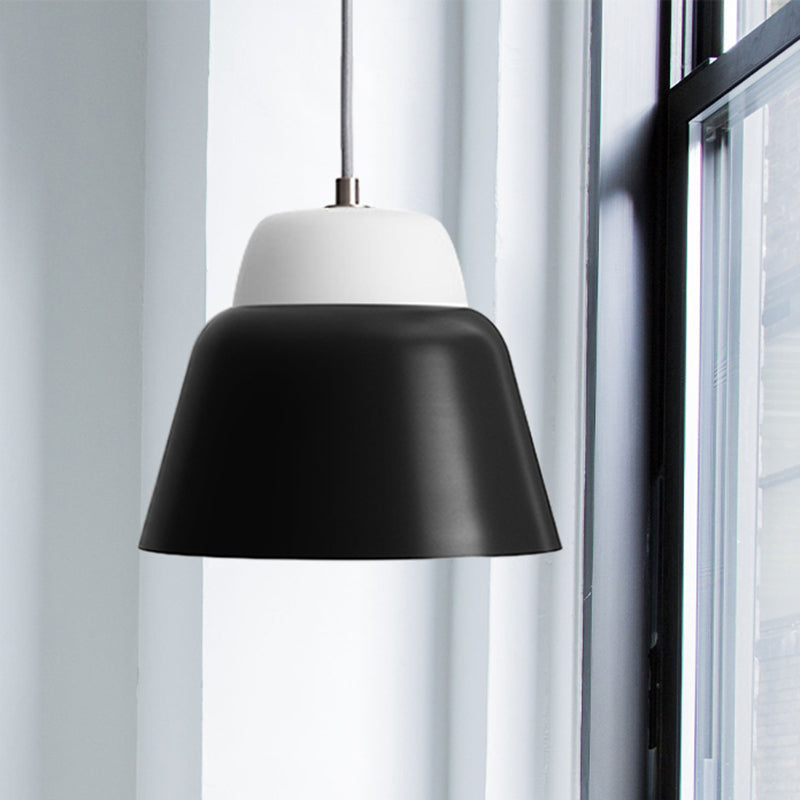 Hanging Macaron Cone Light Fixture - Metal Pendant Ceiling (1 Head 6.5/10.5 Height) In