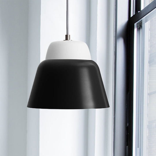 Hanging Macaron Cone Light Fixture - Metal Pendant Ceiling (1 Head 6.5/10.5 Height) In