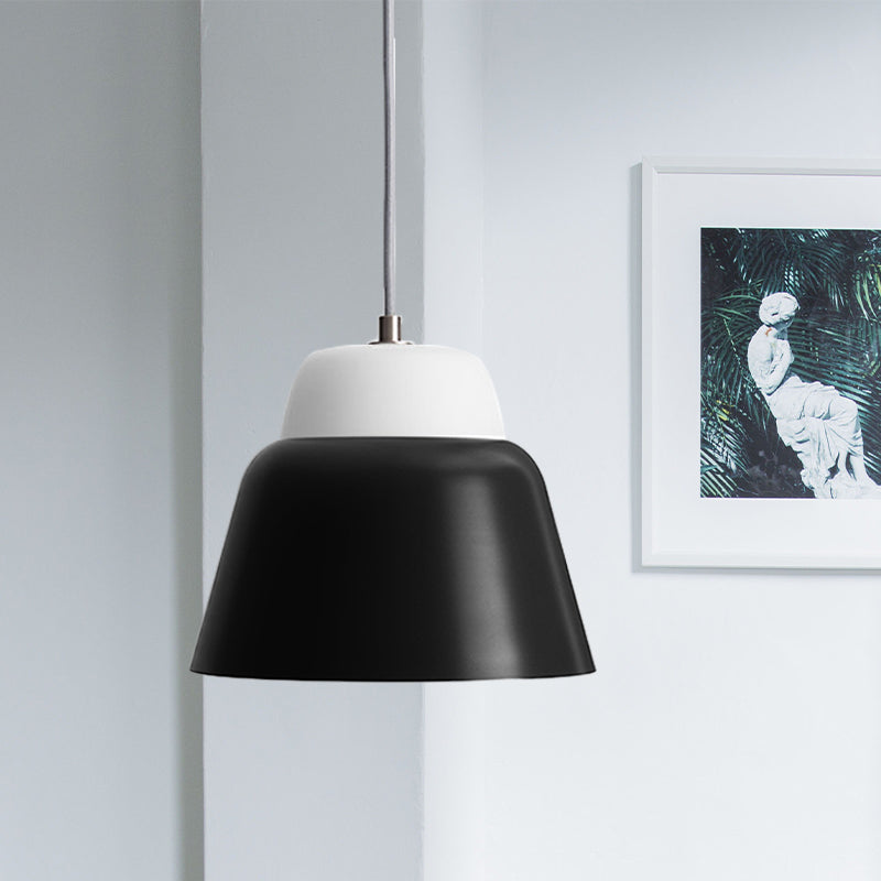 Hanging Macaron Cone Light Fixture - Metal Pendant Ceiling (1 Head 6.5/10.5 Height) In