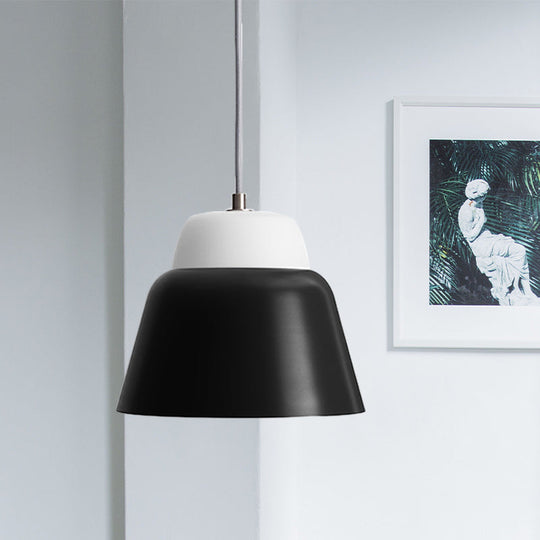 Hanging Macaron Cone Light Fixture - Metal Pendant Ceiling (1 Head 6.5/10.5 Height) In