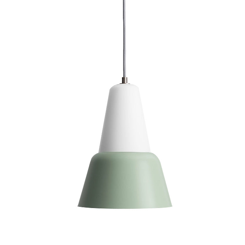 Hanging Macaron Cone Light Fixture - Metal Pendant Ceiling (1 Head 6.5/10.5 Height) In