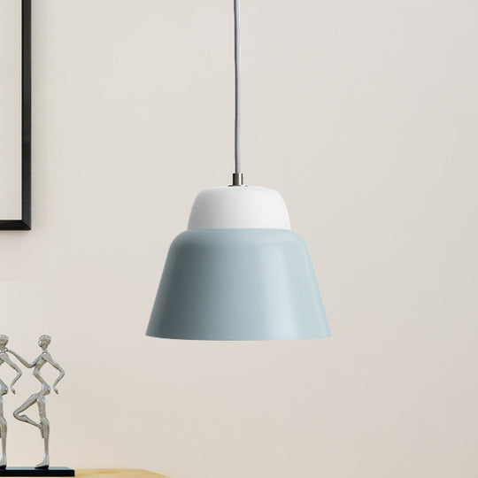 Hanging Macaron Cone Light Fixture - Metal Pendant Ceiling (1 Head 6.5/10.5 Height) In