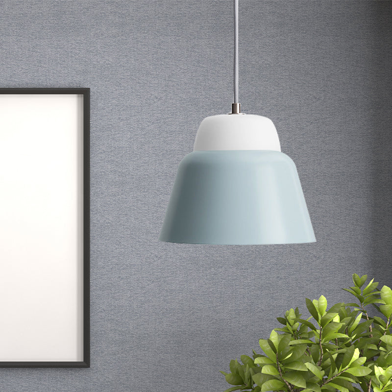 Hanging Macaron Cone Light Fixture - Metal Pendant Ceiling (1 Head 6.5/10.5 Height) In