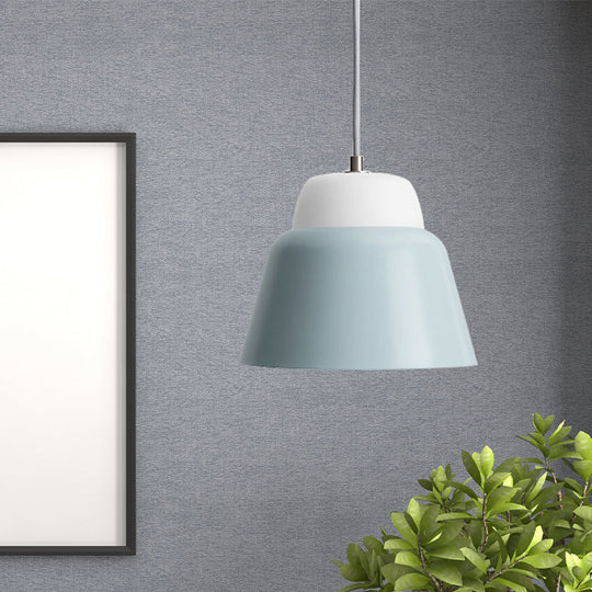 Hanging Macaron Cone Light Fixture - Metal Pendant Ceiling (1 Head 6.5/10.5 Height) In