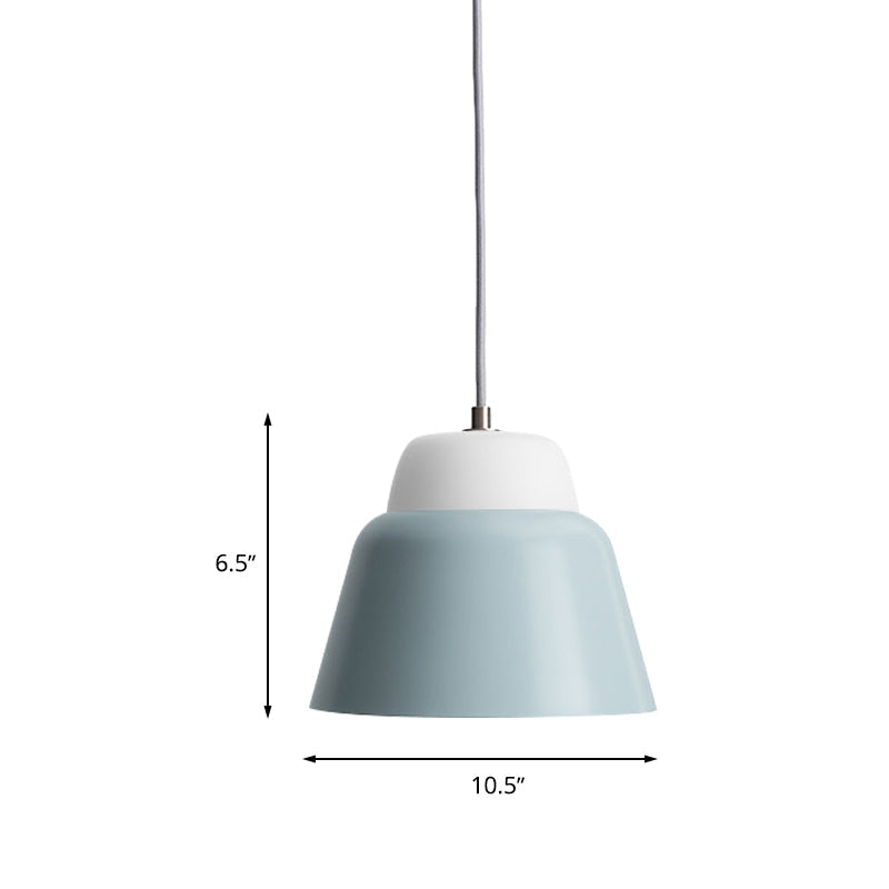 Hanging Macaron Cone Light Fixture - Metal Pendant Ceiling (1 Head 6.5/10.5 Height) In