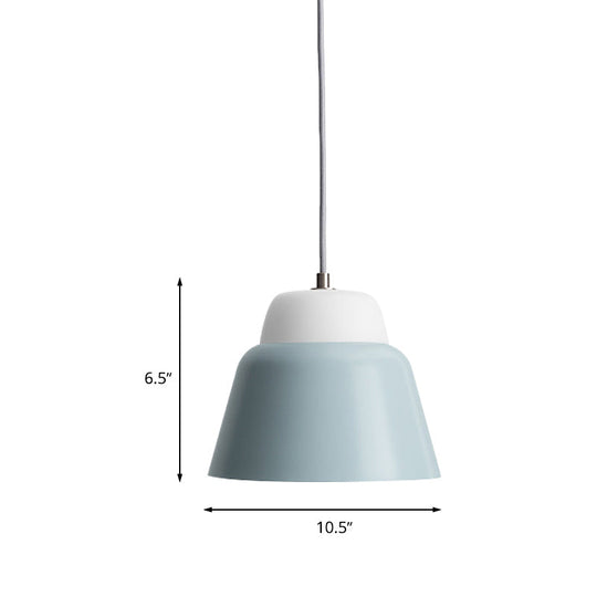 Hanging Macaron Cone Light Fixture - Metal Pendant Ceiling (1 Head 6.5/10.5 Height) In